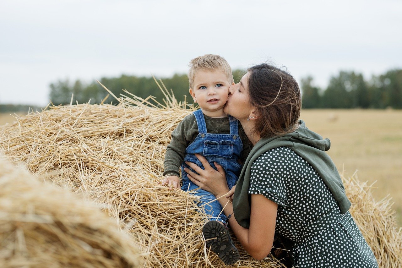 A mother spending time outdoors with her child